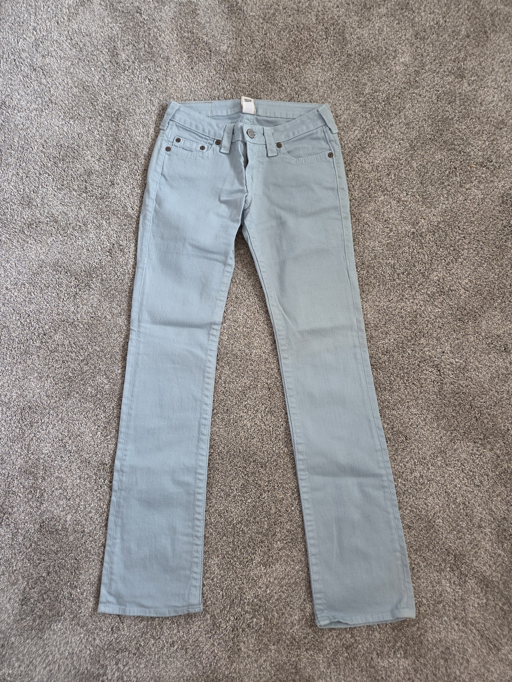 Vintage True Religion Women’s Light Blue Straight Leg Jeans